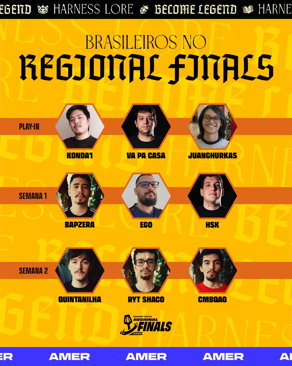 A Brazilian Storm vem em peso para o Regional Finals! 🇧🇷⚡

Esses são os nove estrategistas que vão representar o Brasil nas Finais Regionais do #TFTEsportsAMER. 🏆