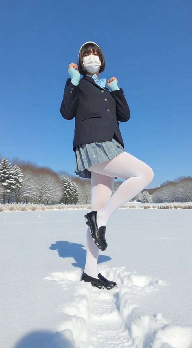 おはようございます🌅先週末から春のように暖かい日が続きましたが冬に戻るようです🌸皆さん気温の変化に注意してね🍀雪国シリーズです☃️ブレザー制服にミニスカート(///∇///)白いタイツ履いてご挨拶よ🍀火曜日です🌸今日も皆さんにとって良い日になあれ❤️