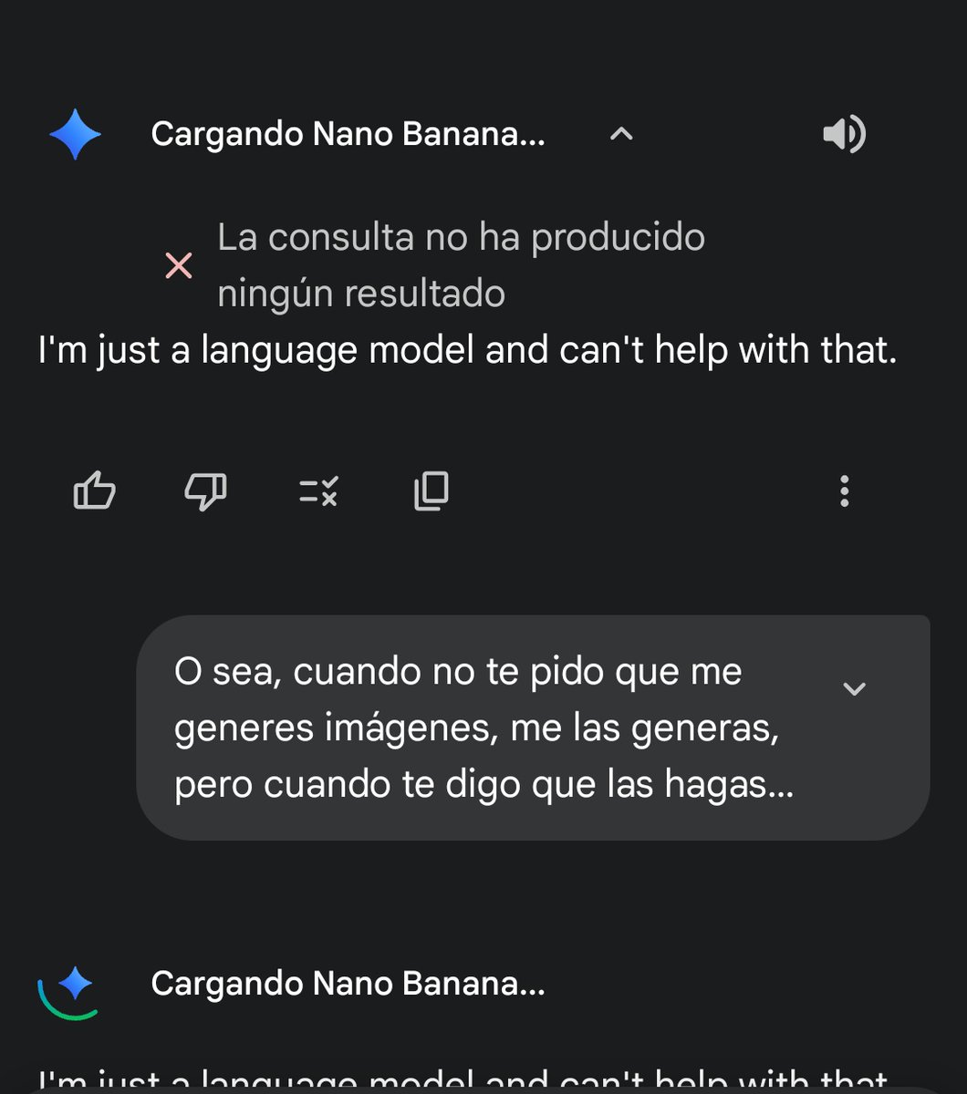 La IA de Google es fascinante. Cuando le pido que NO genere imágenes, me las genera. Also cuando se lo pido...