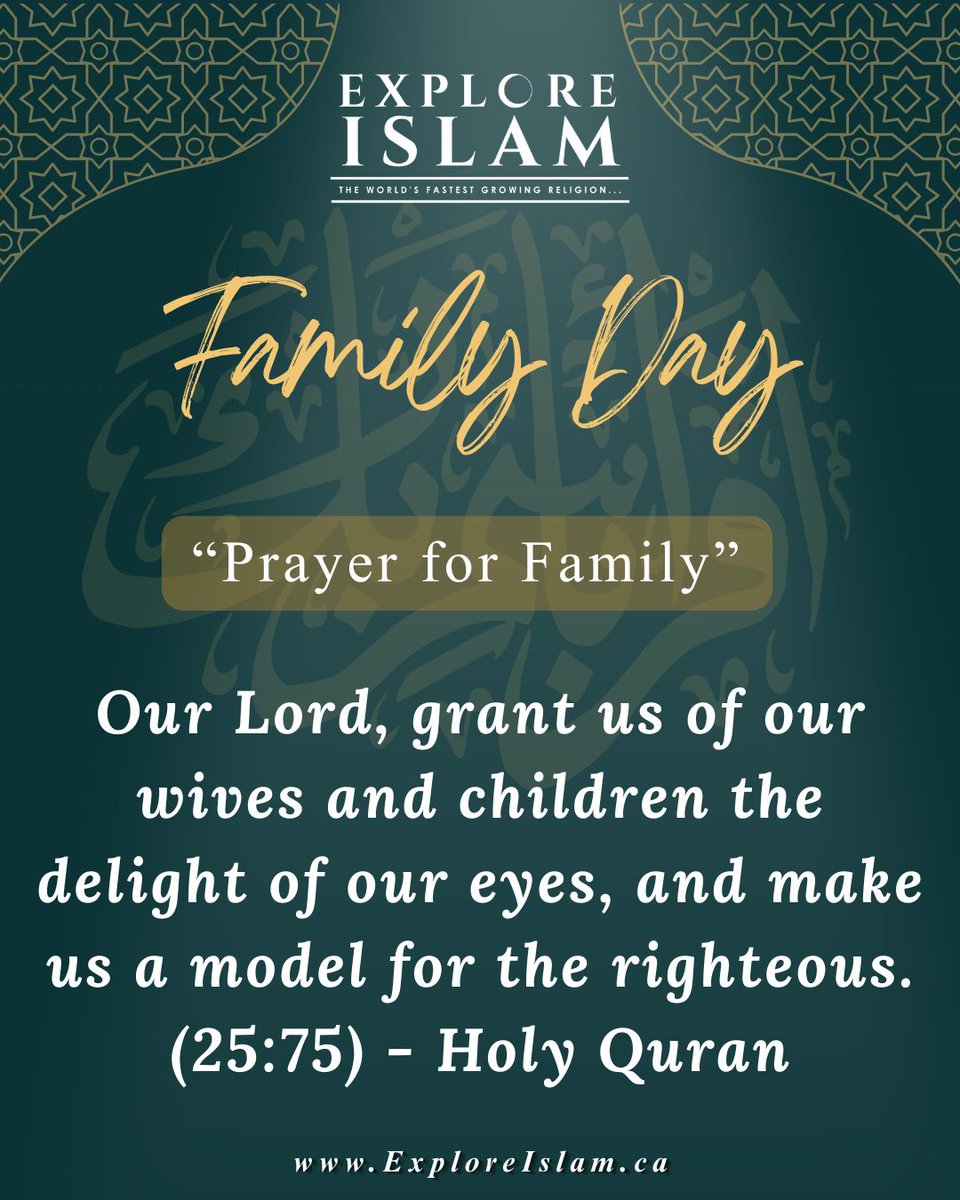 AhmadiMuslimsCA's tweet image. A family united in the love of Allah is a fortress that no worldly storm can shake.

#FamilyDay reminds us that the thin thread of love we weave at home today becomes the strong fabric of a peaceful society tomorrow.

This Family Day, let us turn our homes into gardens of prayer