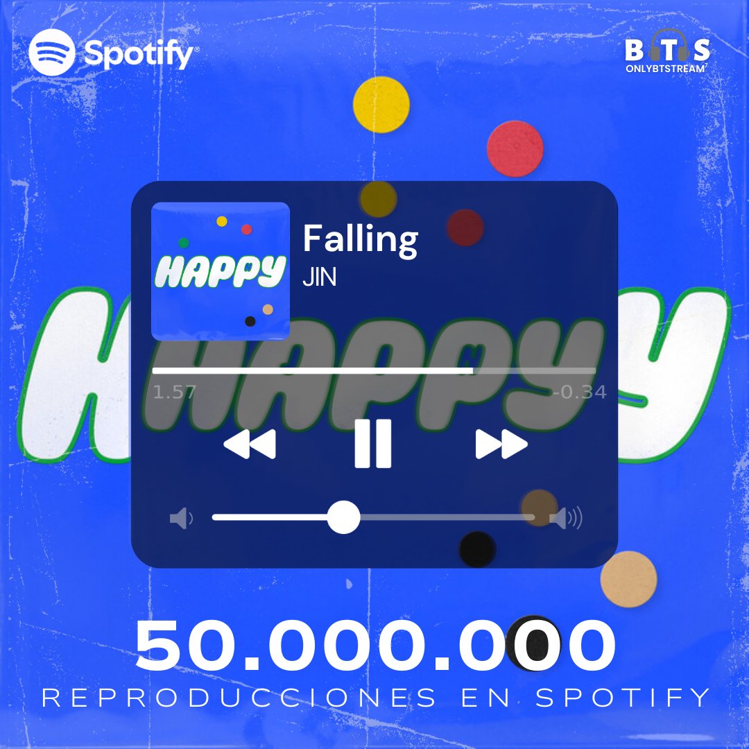 OnlyBTStream's tweet photo. 🎧| "Falling" de #JIN ha superado 50 millones de streams en Spotify!
🔗:https://t.co/vaLGHdTJly
#Jin_Happy #Jin_Falling https://t.co/VBCeltArFR