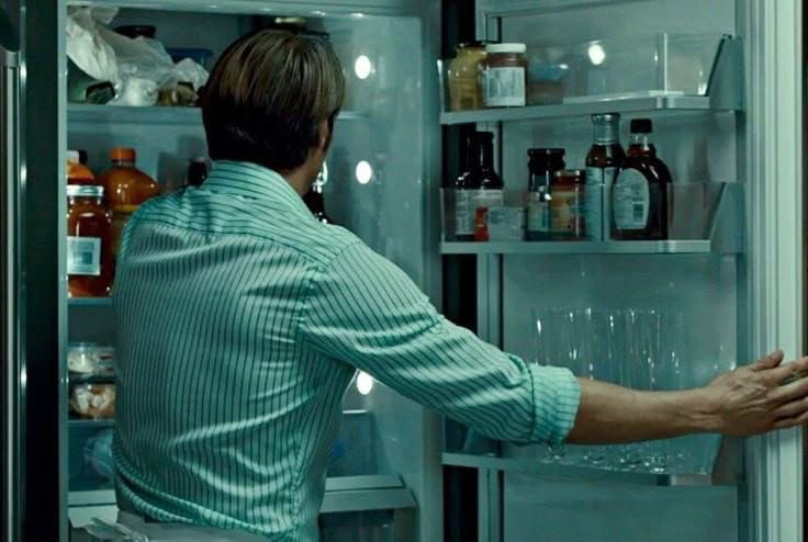stagbrained's tweet image. hannibals fridge is freaking me out why does he have everything and nothing at the same time