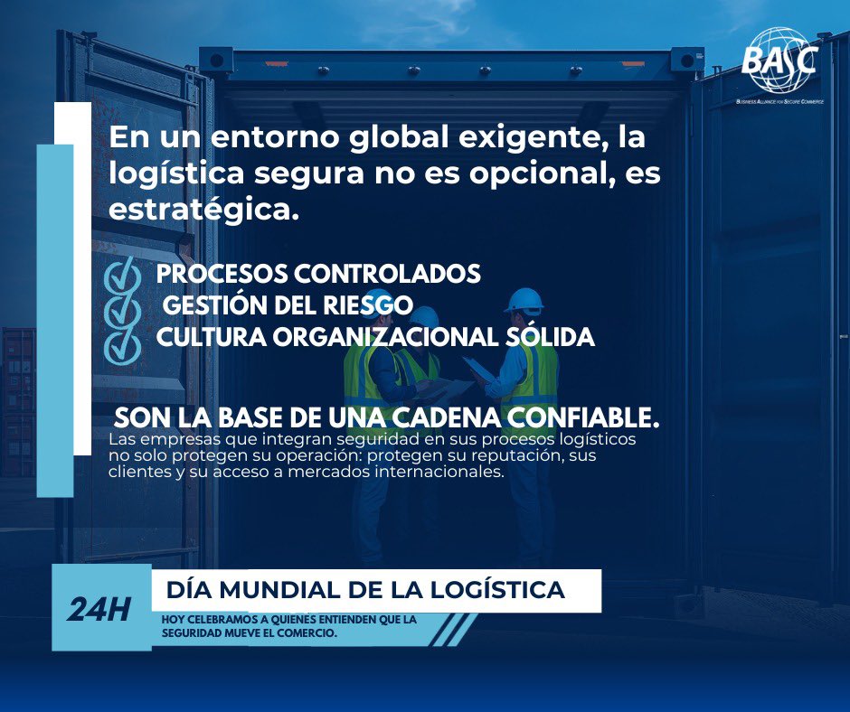 La logística segura no es un gasto. Es una inversión en confianza. 
Procesos controlados + gestión del riesgo + trazabilidad =
🔒 Operaciones confiables
🌎 Mercados abiertos
📈 Mayor competitividad
En el Día de la Logística, reconocemos a la seguridad como una ventaja estratégica