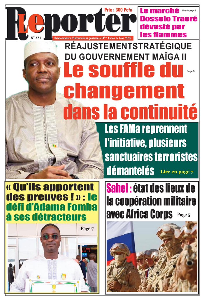 #DIANY #COM: A la UNE du Le Reporter N°671 dans les kiosques à journaux ce Mardi 17 Février  2026.