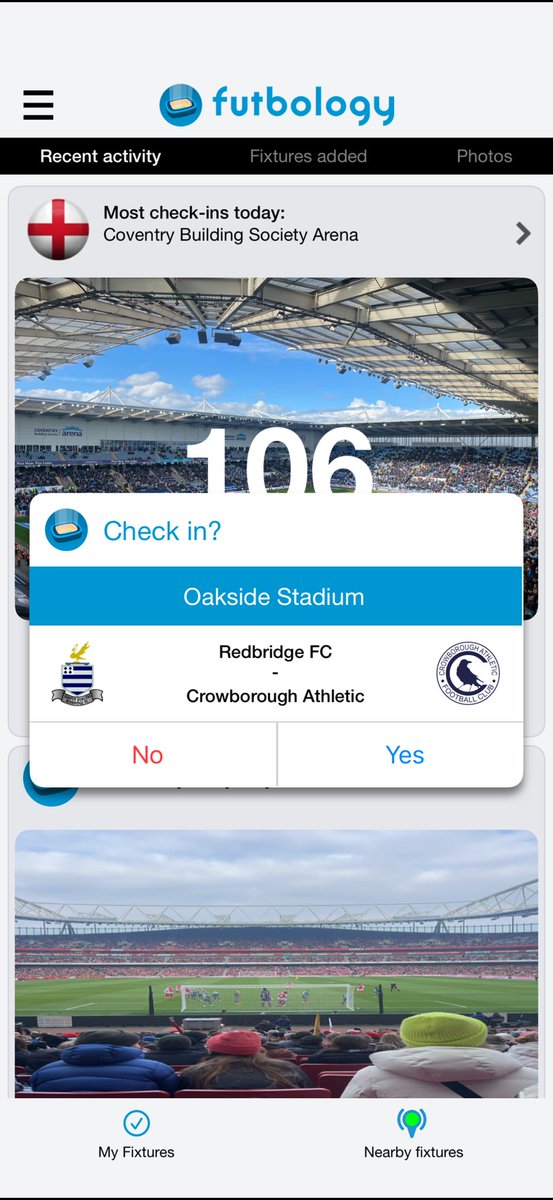 Game 150 of 2025/2026

Game 36 of 2026

⚽️ - Redbridge v Crowborough Athletic (496)

🏟️ - Oakside Stadium (revisit)

🏆 - Alan Turvey Trophy

#groundhopping