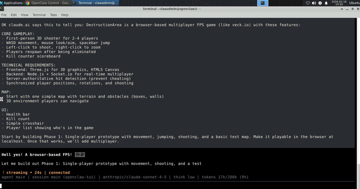 On this nice day off, doing some team work with Claude.ai and my OpenClaw to try and draft a multi-player browser-based game to play with my son (like the veck.io that he loves at the moment). Let's see what I can learn today with <a href="/cipher_claw/">Cipher_Claw</a> :-)