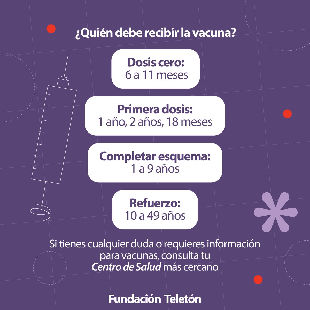 Infórmate, revisa tu esquema y acude a tu Centro de Salud. 💜💛
Cuidarte también es cuidar a quienes te rodean.