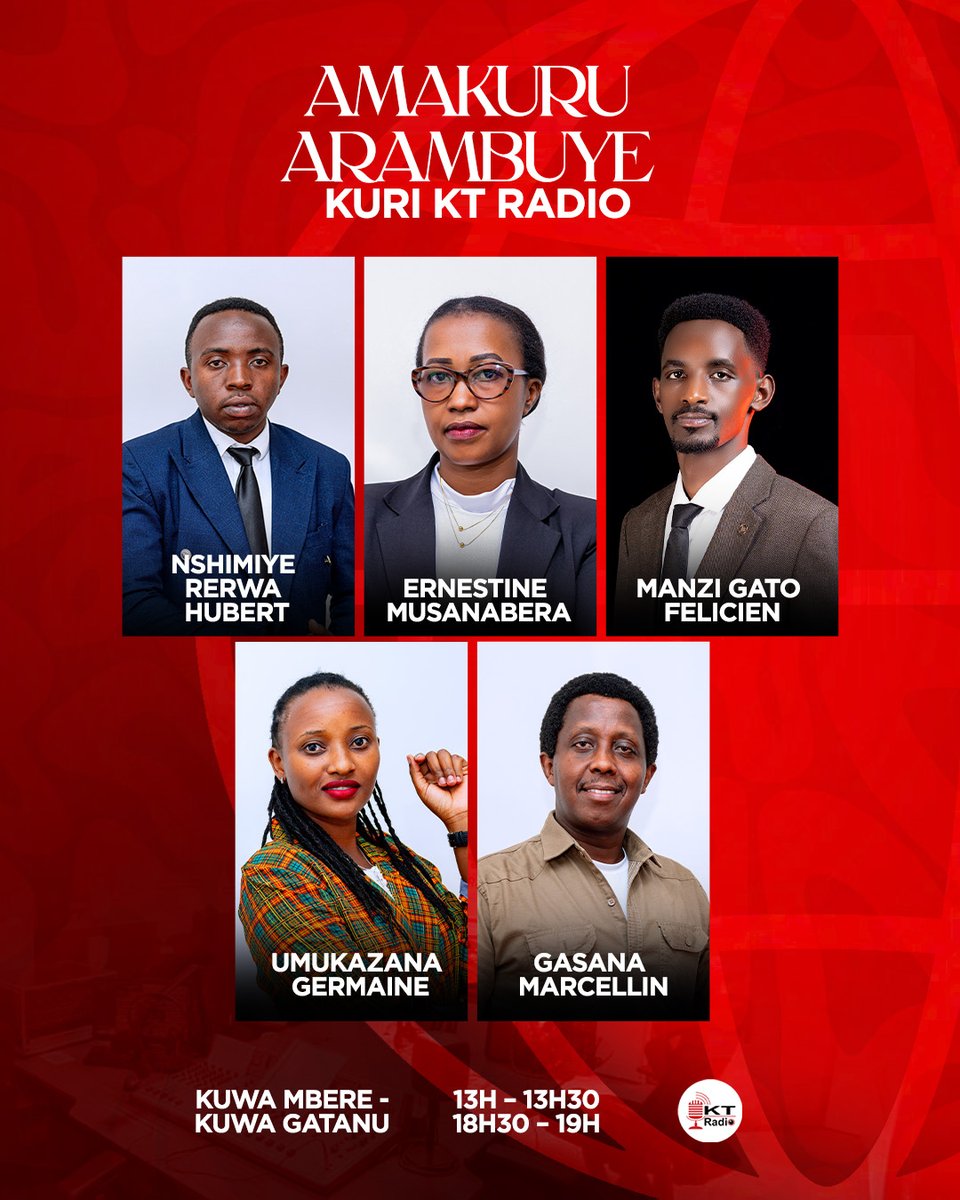 kigalitoday's tweet photo. #Ibaze udafite amakuru! Buri wa Mbere kugeza ku wa Gatanu, kuva 13h00-13h30 na 18h30-19h00 ni AMAKURU ARAMBUYE. https://t.co/Rx57ayb166