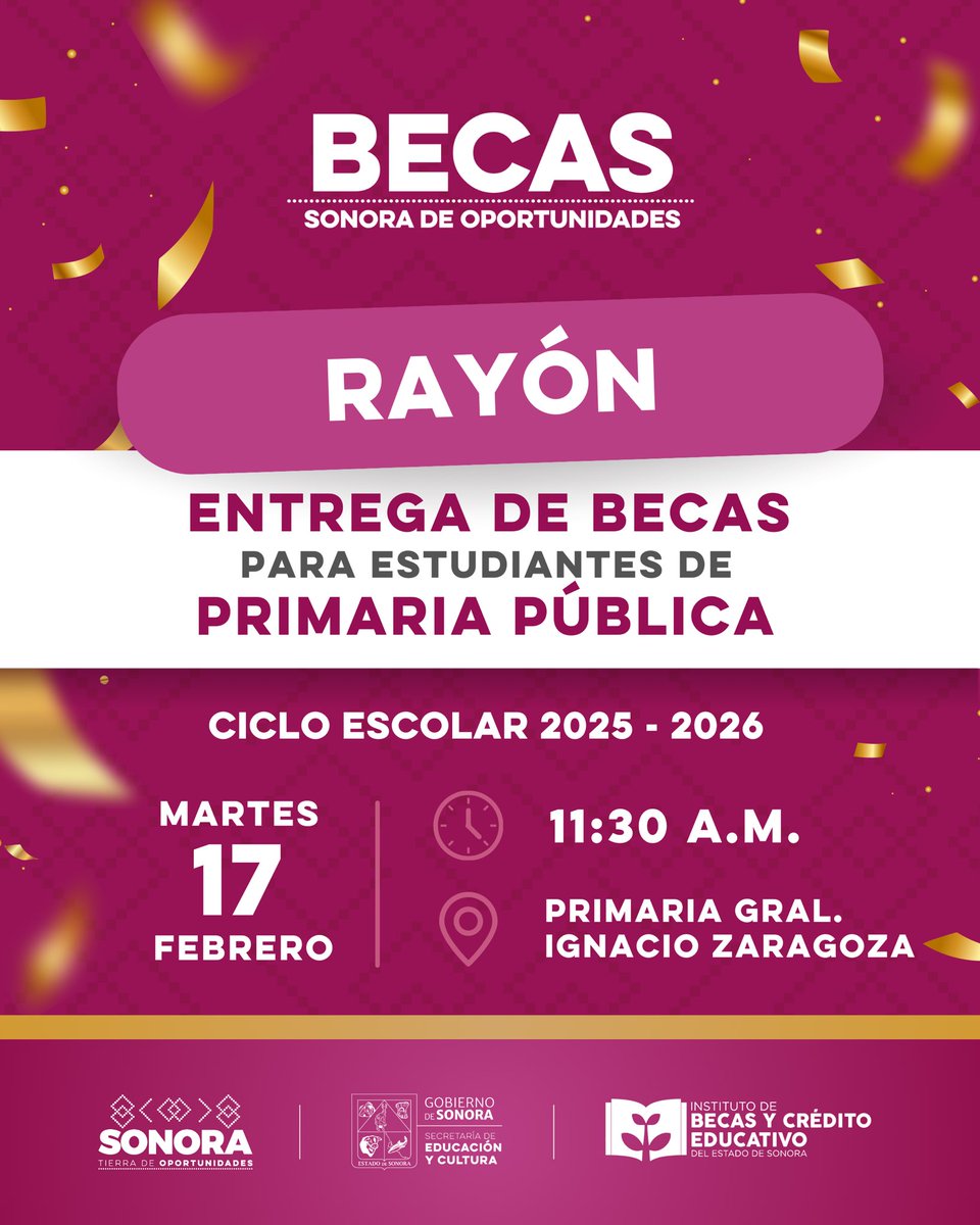 👦En Sonora, la educación sí se respalda.

Niñas y niños de primaria pública en Opodepe y Rayón recibirán su Beca Sonora de Oportunidades. 

👉 Si tienes hijas o hijos en primaria pública, revisa la sede y el horario.

Seguimos llevando las oportunidades hasta donde más se