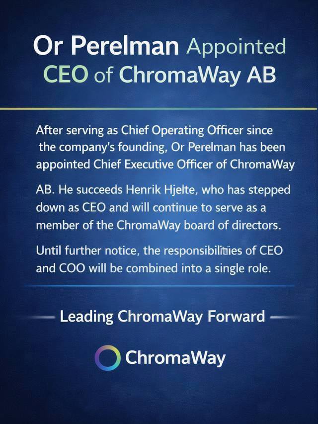 khoodiakov's tweet photo. Leadership update:
Or Perelman appointed CEO of ChromaWay.
Henrik Hjelte remains on the Board. https://t.co/BwLYs6oz4g