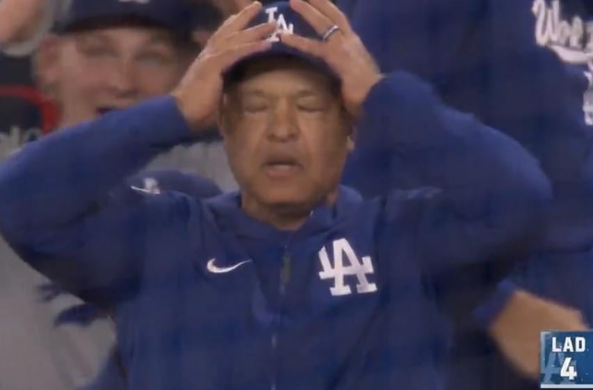 purodoyer's tweet photo. There's gotta be a game 7 Dave Roberts bobblehead this year. That reaction was all of us https://t.co/xaC6YeCxLO