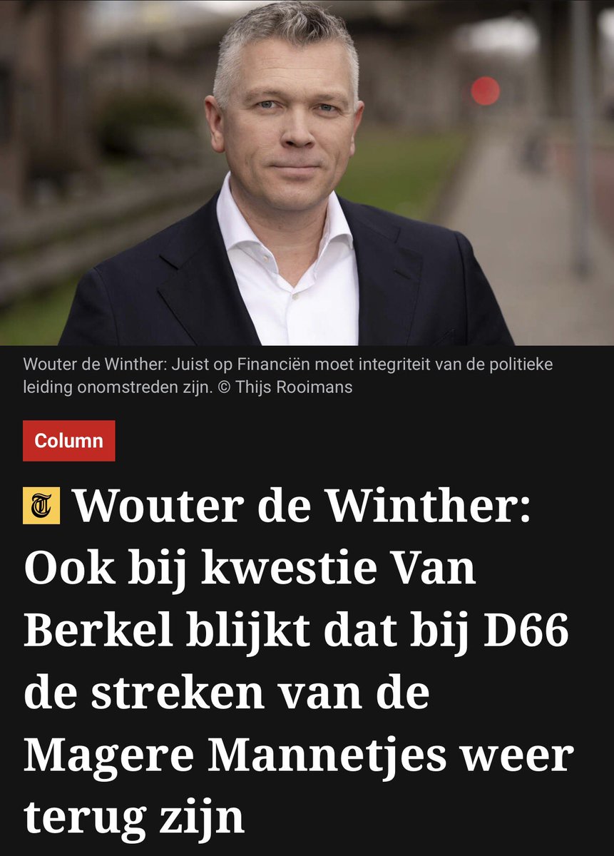 Een vernietigend stuk over <a href="/D66/">D66</a> – en terecht. #D66 heeft inmiddels de vierde valse start gemaakt. Dan ben je feitelijk al twee keer gediskwalificeerd.

1️⃣ Hans Wijers als informateur die Dilan Yesilgöz een ‘feeks’ noemde.

2️⃣ Sjoerd - dronkenlap fluisteraar - Sjoerdsma op