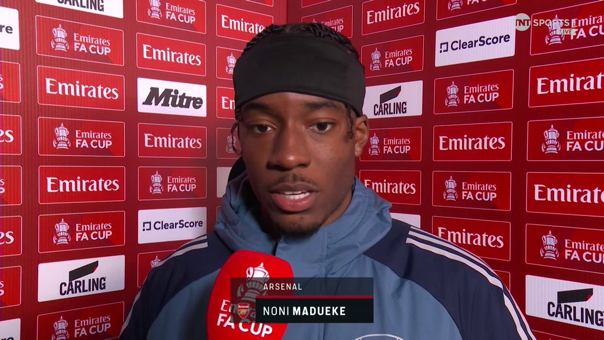 Arsenalnewschan's tweet photo. 🗣️Noni Madueke when asked if the #Arsenal fans should be excited by where the Gunners are at currently: “Yeah, for sure, I think the fans have every right to be. We’re working hard to try to deliver the type of season that I think it ought to be, with the way we’re performing right now.

“So that’s our main focus, and yeah, I think it’s exciting. But we need to carry on just doing the right things every single day, and see where we are at the end.”

Of course we should be excited! Good to hear that Noni agrees that we should not be listening to some of the rival fans and pundits 😂 🤐