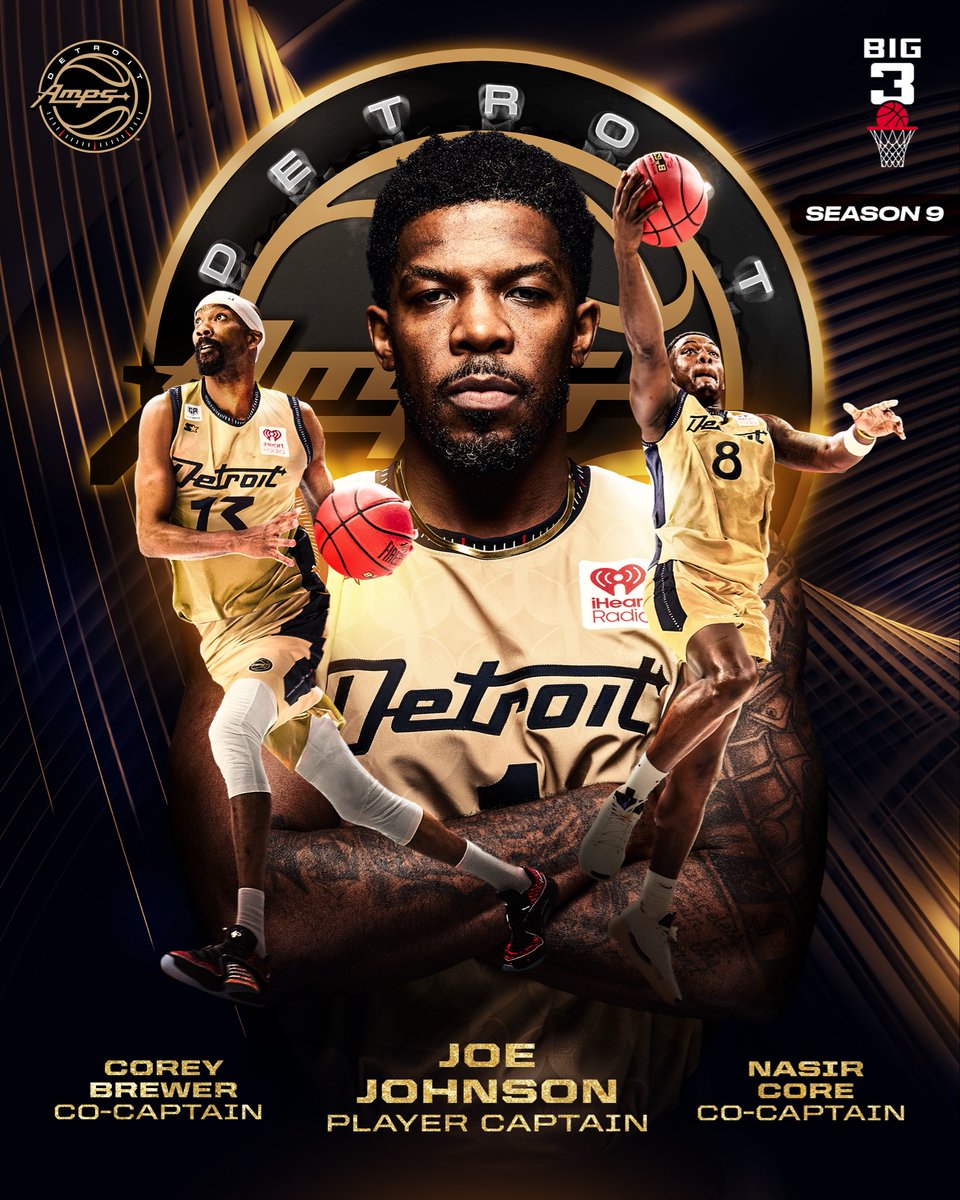 thebig3's tweet image. 3x BIG3 MVP Joe Johnson returns to lead Detroit alongside former Defensive Player of the Year Corey Brewer and former Rookie of the Year Nasir Core.
What ya’ll think.