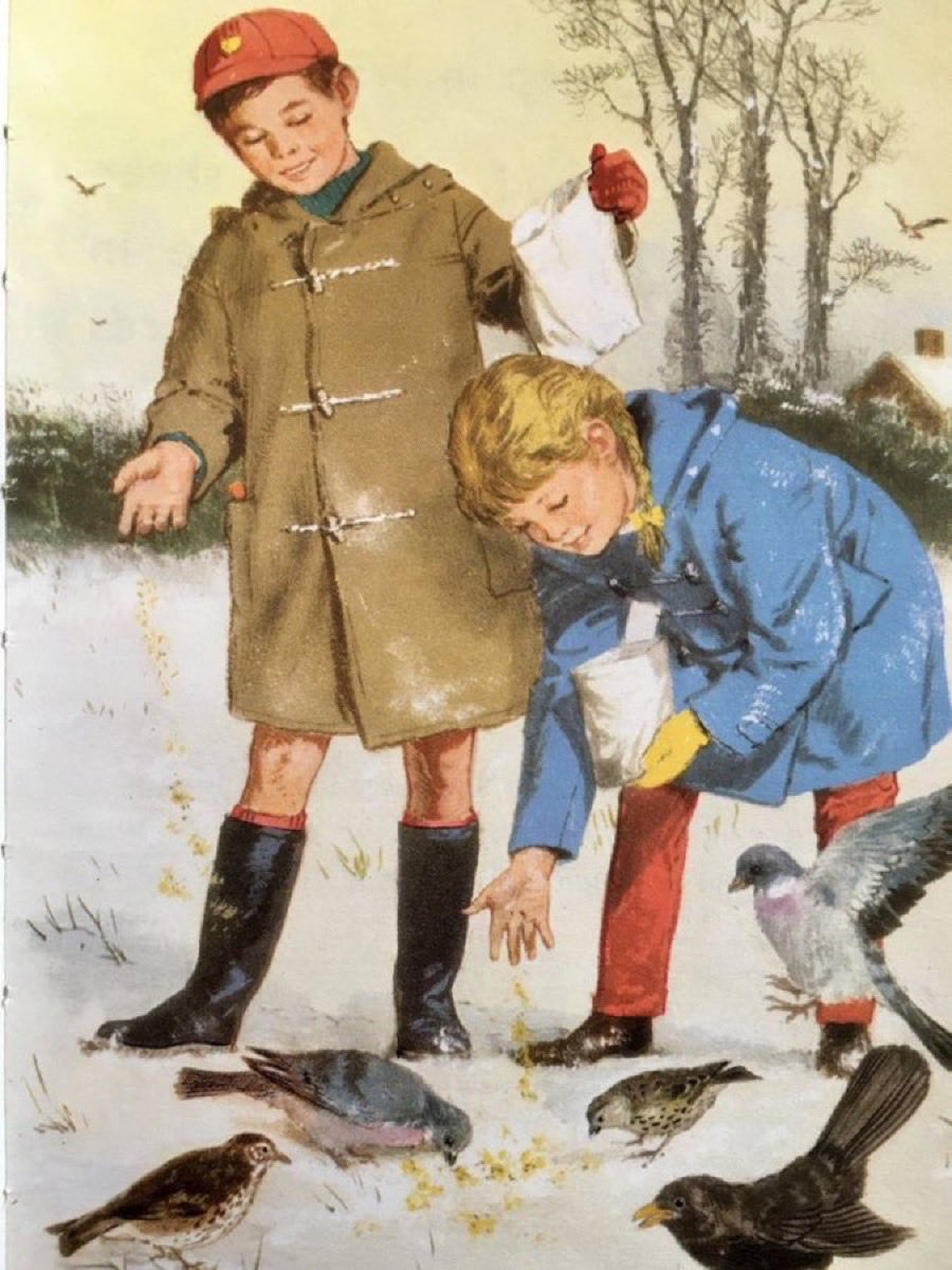 The Ladybird look. 
Duffle coat (over shorts)
Artist: Clive Uptton, 1964