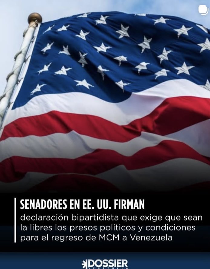 Senadores en EEUU firman declaración bipartidista que exige sean liberados los presos políticos y condiciones para el regreso de María Corina Machado a Venezuela