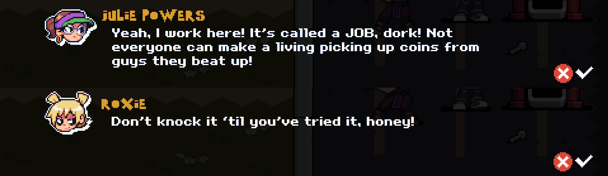 I liked the conversation between Julie and Roxie, supports my idea of her as a fighter than a wagie. She'd make good money and take her anger out on the world, win-win