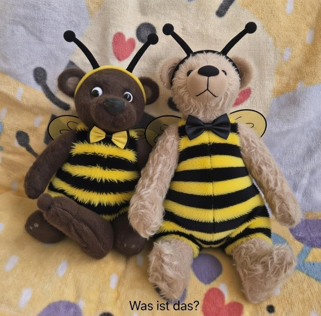 Wir haben uns als Bienen verkleidet.