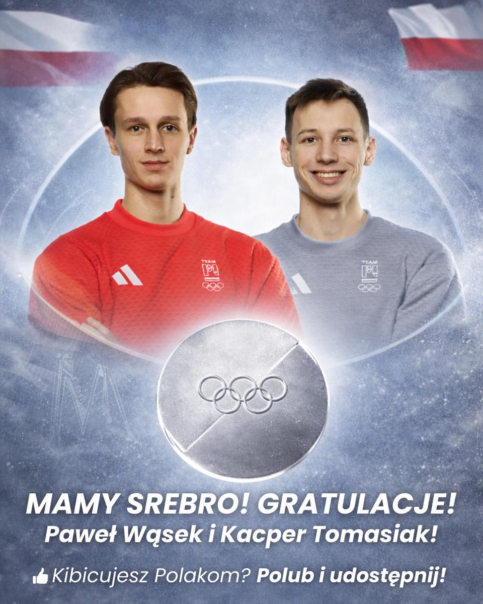 Mistrzowski duet! 💪🇵🇱 Kacper Tomasiak i Paweł Wąsek! Brawo Panowie! Mamy srebrny 🥈 medal IO! ❄️🇵🇱! Gratulacje!