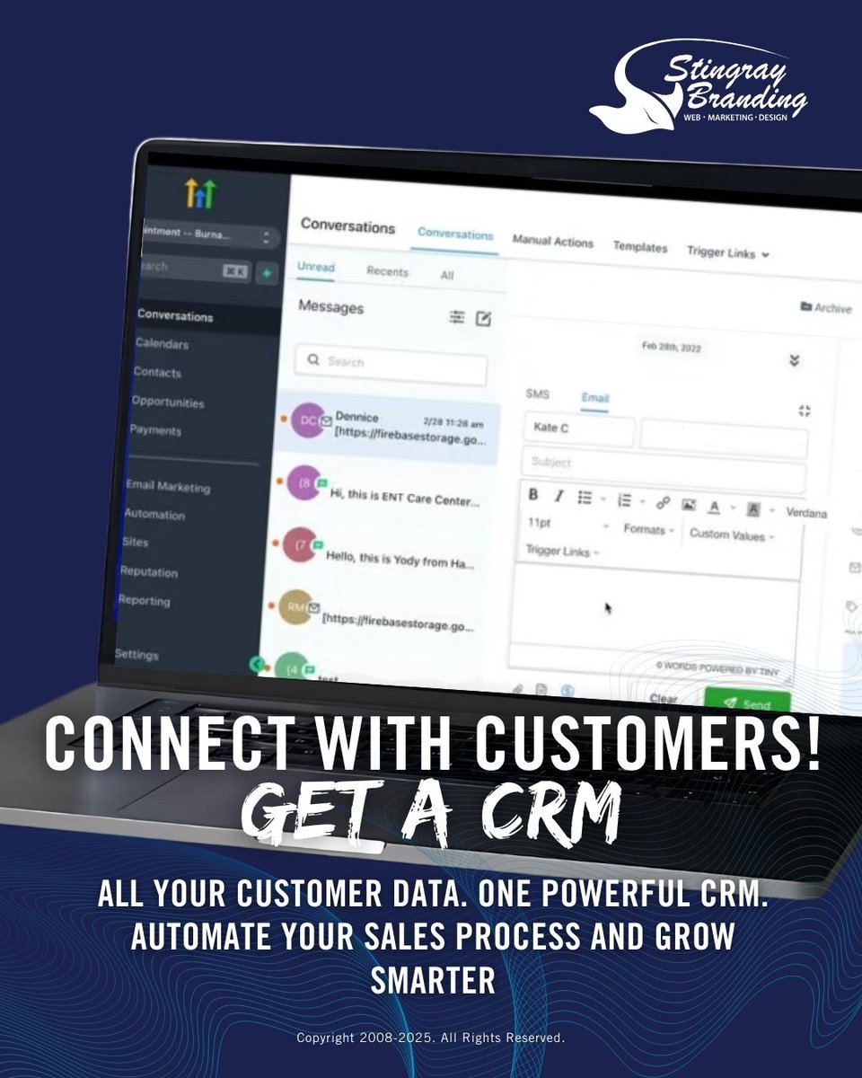 🤝 Connect with customers and simplify your sales process.

Ready to grow smarter with a CRM built for results?
👉 bit.ly/34mfU33 

#StingrayBranding #CRM #SalesAutomation #BusinessGrowth