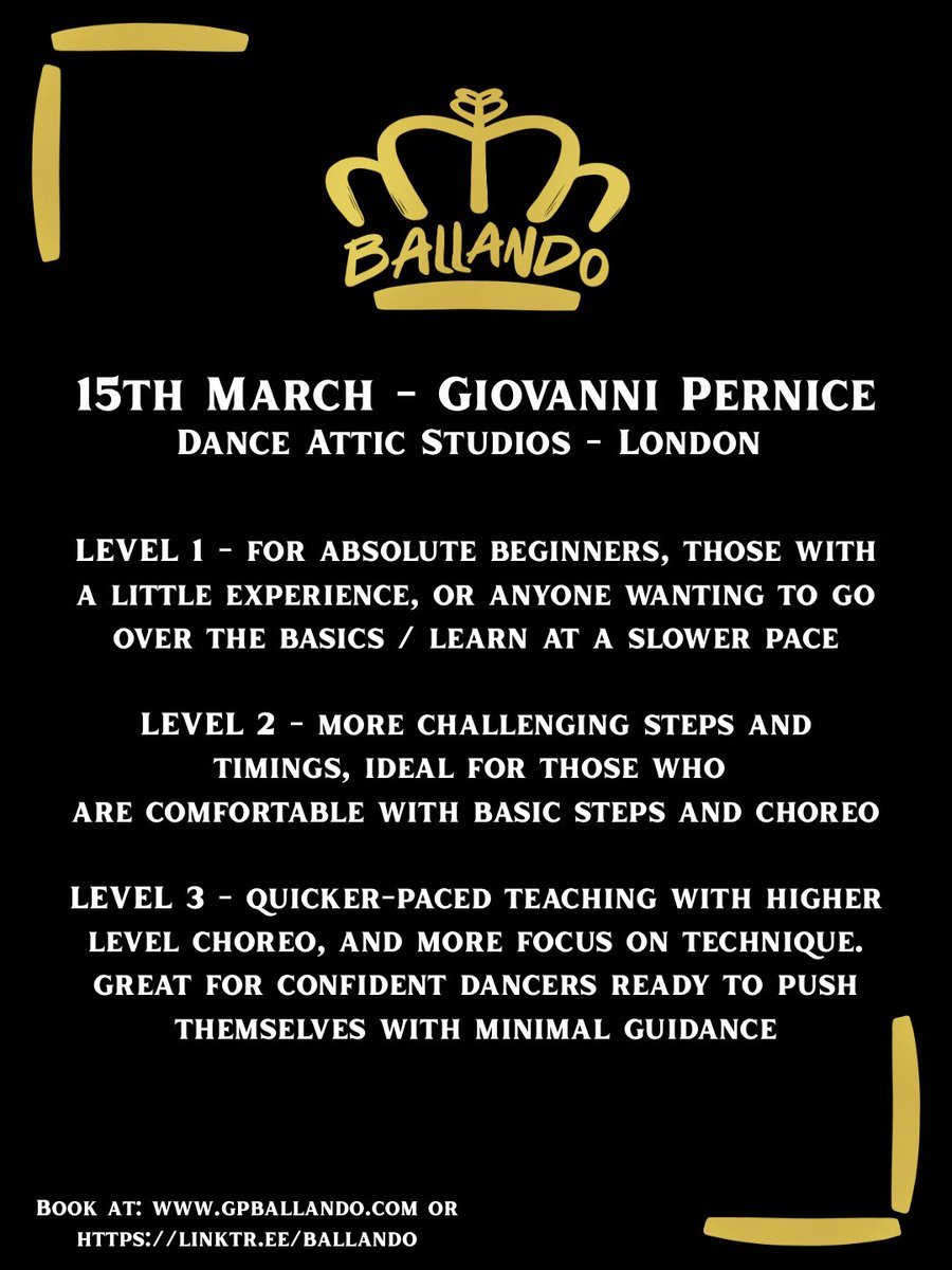 ballando_dance's tweet photo. New London date for classes with Gio! 
15th March, 3 classes, 3 levels! 

Book now - https://t.co/lvenKHGxSA https://t.co/SOcbamkOW8