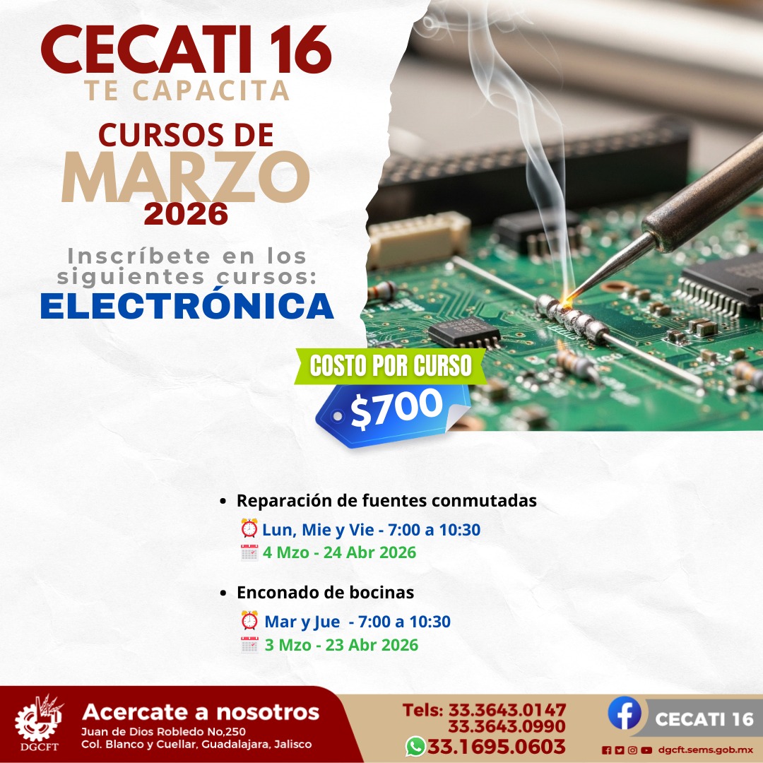 Cecati16's tweet photo. 🔆¡MARZO 2026! En CECATI 16 te invitamos a nuestros próximos cursos. Más información e inscripciones por WhatsApp o llamada: 📞33 3643 0147 | 📞 33 3643 0990  📲 33 1695 0603
#CECATI16 #CursosMarzo2026 #Capacitación #EducaciónParaElTrabajo #AprendeUnOficio #TransformandoVidas https://t.co/9vzFXMtKFo