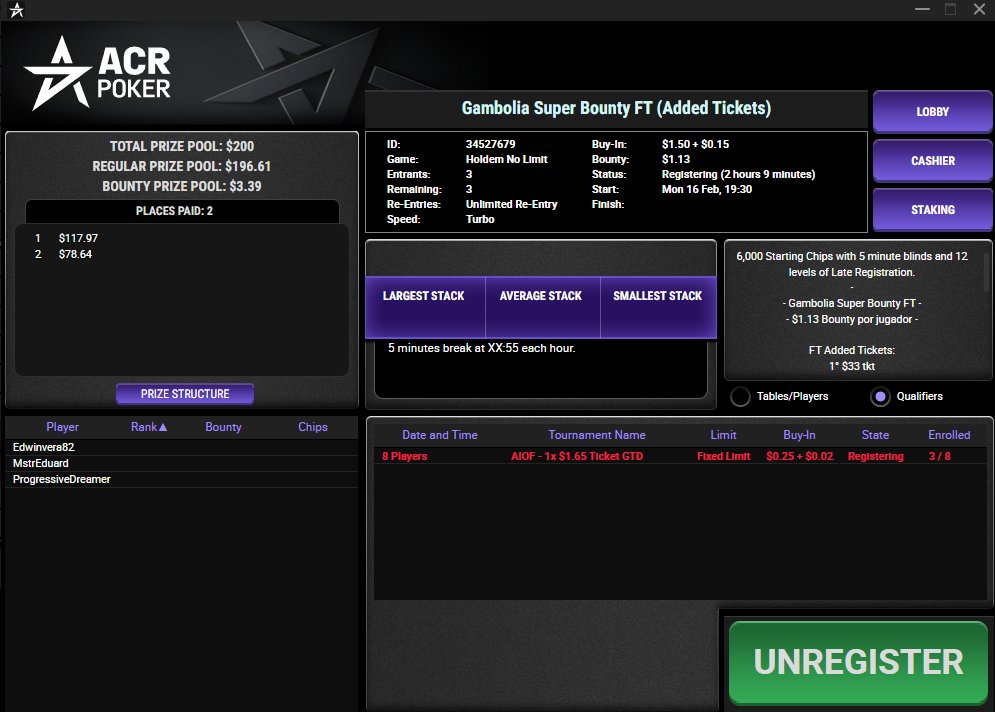 Nueva semana y hoy estrenamos Super Bounty con added ticket en la FT! 🤑😎

⏰SORTEO $22 TKT! 
1⃣Seguir
<a href="/AcrPokerLatam/">ACR Poker Latam</a>
<a href="/ACR_POKER/">ACR Poker</a>
<a href="/ProgressiveDre1/">ProgressiveDreamer</a>
2⃣ Dejá tu MG❤️
3⃣ Nick de ACR en comentarios

$16,50 tkt 🎯KO "ProgressiveDreamer"🎯 After LR
PW: Time2Gamble 🔥