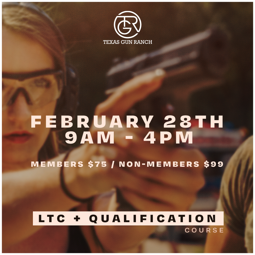 TexasGunRanch's tweet photo. TGR will be hosting a LTC + Qualification Course on February 28th from 9am-4pm. 

Members -$75
Non-Members - $99

Email info@texasgunranch.com to register https://t.co/2yAk5xAOYJ