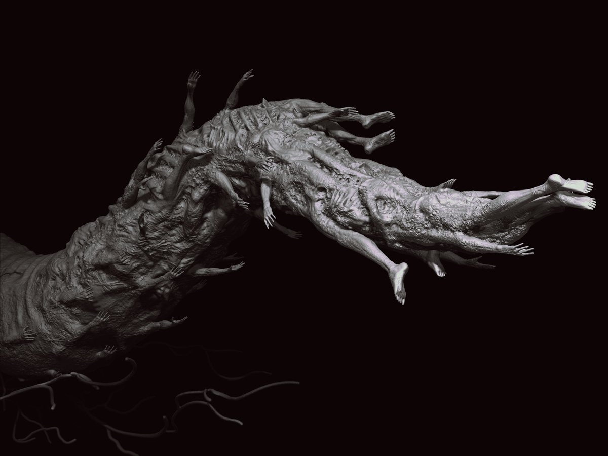 Renders of the eel's full body, as seen in Zbrush! The full asset was never used in the movie, just a slice of her head (for optimization), but the design is still canon! I had a blast creating this model.

#ironlung