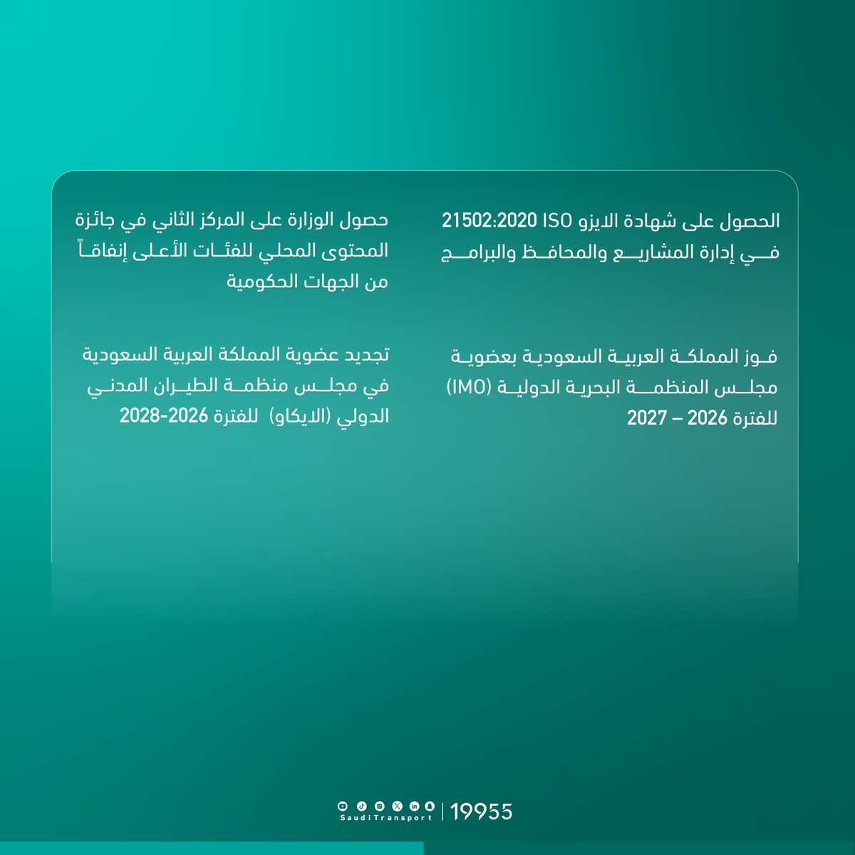 SaudiTransport's tweet photo. شهد العام 2025.. إنجازات يتناقلها العالم تقودها منظومة النقل والخدمات اللوجستية، لترسيخ مكانة المملكة كمركز لوجستي عالمي ومحور لحركة النقل والتجارة عالميًا.