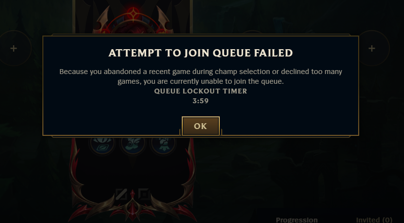Ich starte league, will nen ranked spielen, klicke auf start- Ich habe nichts gemacht. mein launcher war bugged und ich hab lediglich den launcher ohne das ich in ner lobby war neu gestartet. 
Ha!?