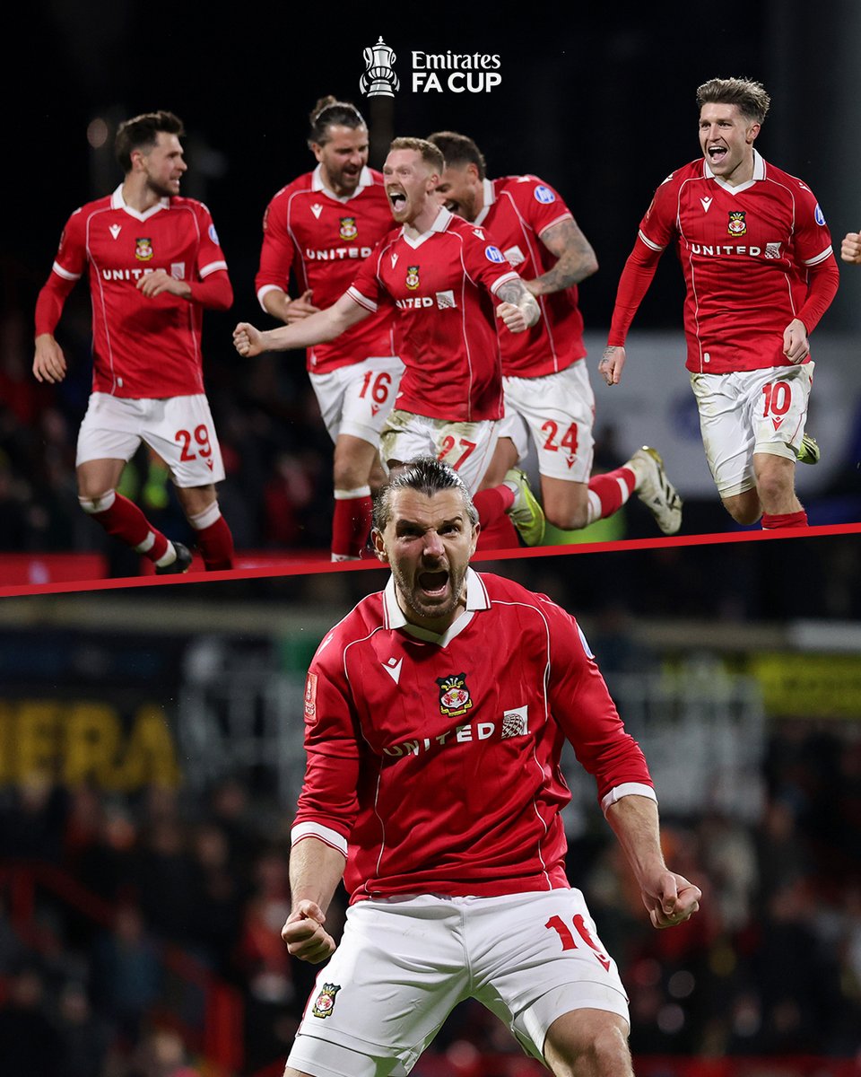 EmiratesFACup's tweet photo. ✅ Nottingham Forest 
✅ Ipswich Town
❓ Chelsea 

Is another historic night at the Racecourse on the cards for @Wrexham_AFC in the #EmiratesFACup fifth round? https://t.co/QP9BRRCQjd
