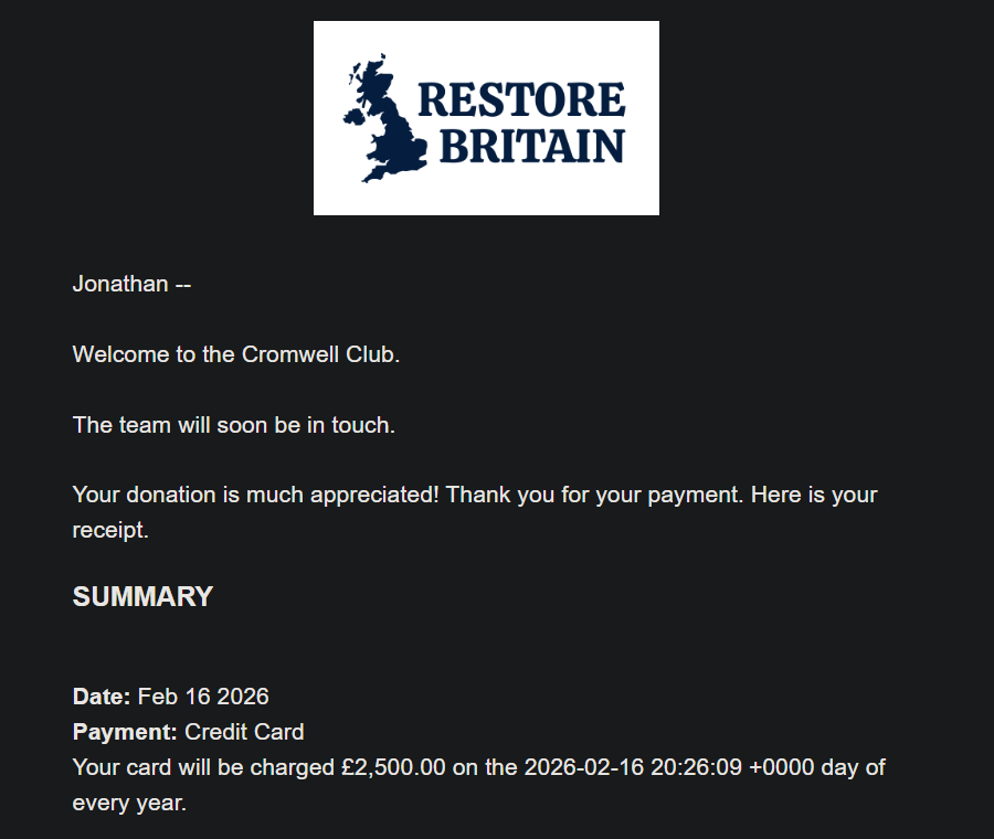 I owe everything I have to this great country that has been my home for over three decades. It has forged the man I am today.

I cherish the memories of a Britain before Blair, a land still recognisable, still proud. I will do everything in my power to restore the Land of Hope