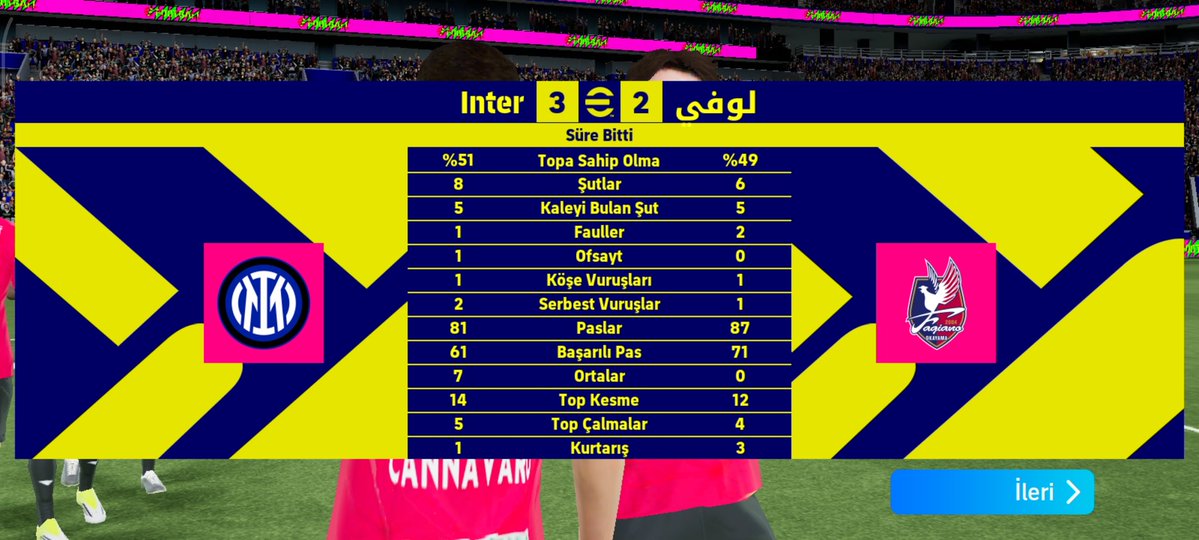 7 ortanın hepsine kafa vurdum kalecinin çok güzel çıkardığı da oldu güzel kafa golü attığım da oldu ama çok sıkıcı yani goller hep aynı Serginhoya at Serginho orta açsın gol dene çok basit ve zevksiz bir şey istersem her maç 5 6 yiyeyim yine kullanmam çok boş yani