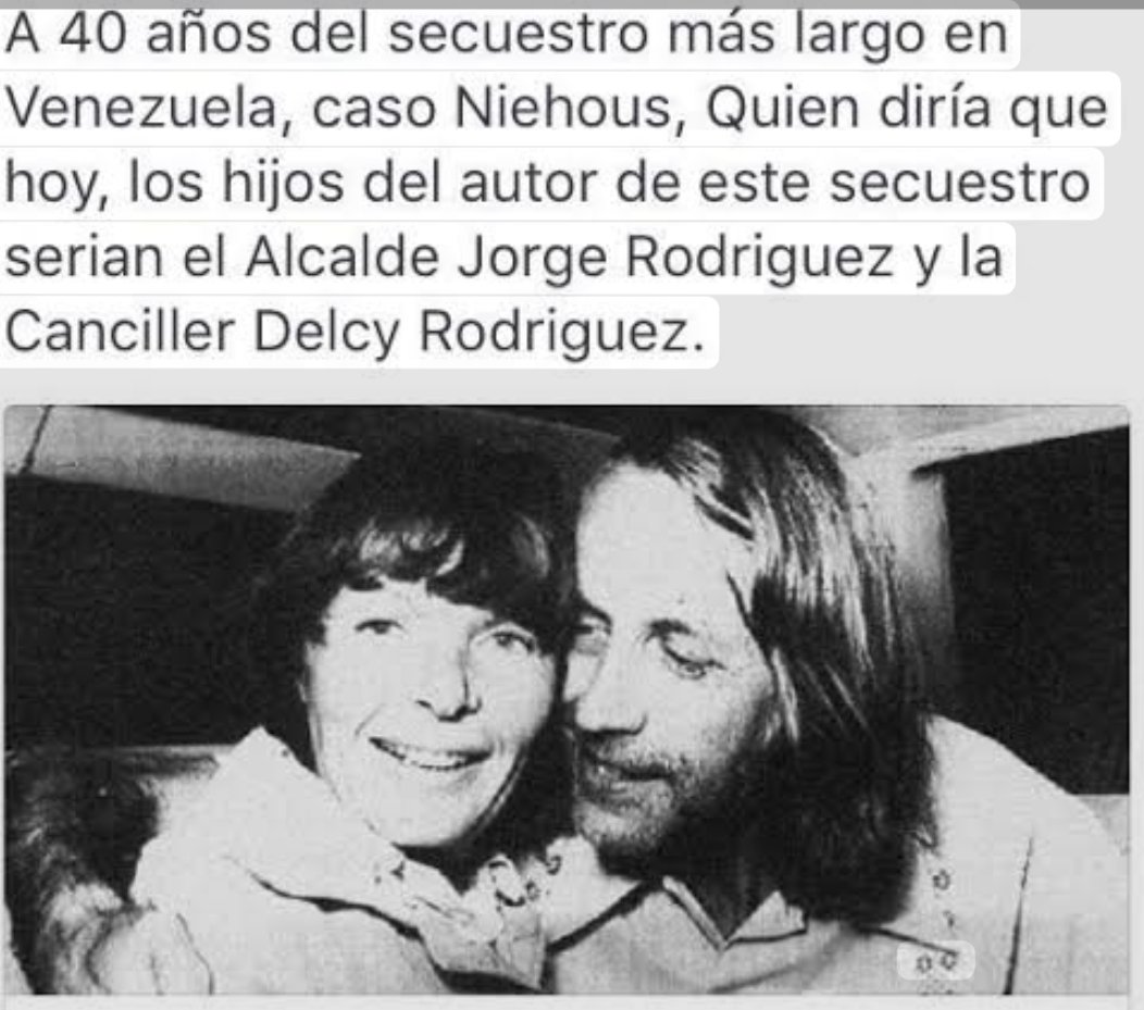 ACECAS_XXI's tweet photo. El 26 de febrero de 1976 William Niehous,un ejecutivo norteamericano de la empresa Owens-Illinois, fue secuestrado  por miembros armados radicales de izquierdas del Grupo de Comandos Revolucionarios, terroristas encabezados por el criminal Jorge A. Rodríguez, en un operativo denominado «Operación Argimiro Gabaldón. Fue drogado y secuestrado de su casa en Caracas. El grupo marxista Comando Revolucionario Argimiro Gabaldón se atribuyó el secuestro, y los terroristas exigieron un rescate de 3,5 millones de dólares.
El norteamericano permaneció secuestrado tres años, hasta el 30 de junio de 1979 cuando oficiales en el area buscaban a ladrones de ganado, encadenado a un poste en una cabaña en una provincia del sur con síntomas de desnutrición y tortura fiísica y mental