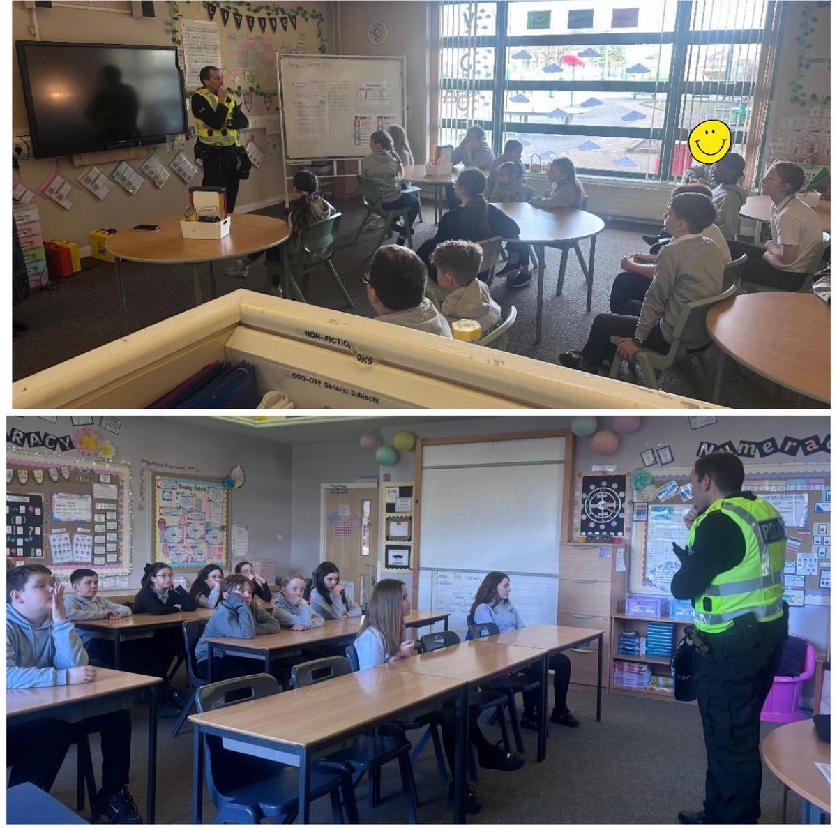 WoodlandsIrvine's tweet photo. Thank you to PC Brown for taking the time to speak with our P7s. The sessions focused on social media safety, antisocial behaviour in the community and learning more about his role within Irvine Royal. A valuable discussion @IrvineRoyalAcad #CommunityLinks #CampusPoliceOfficer https://t.co/KOjVJ6hiqh