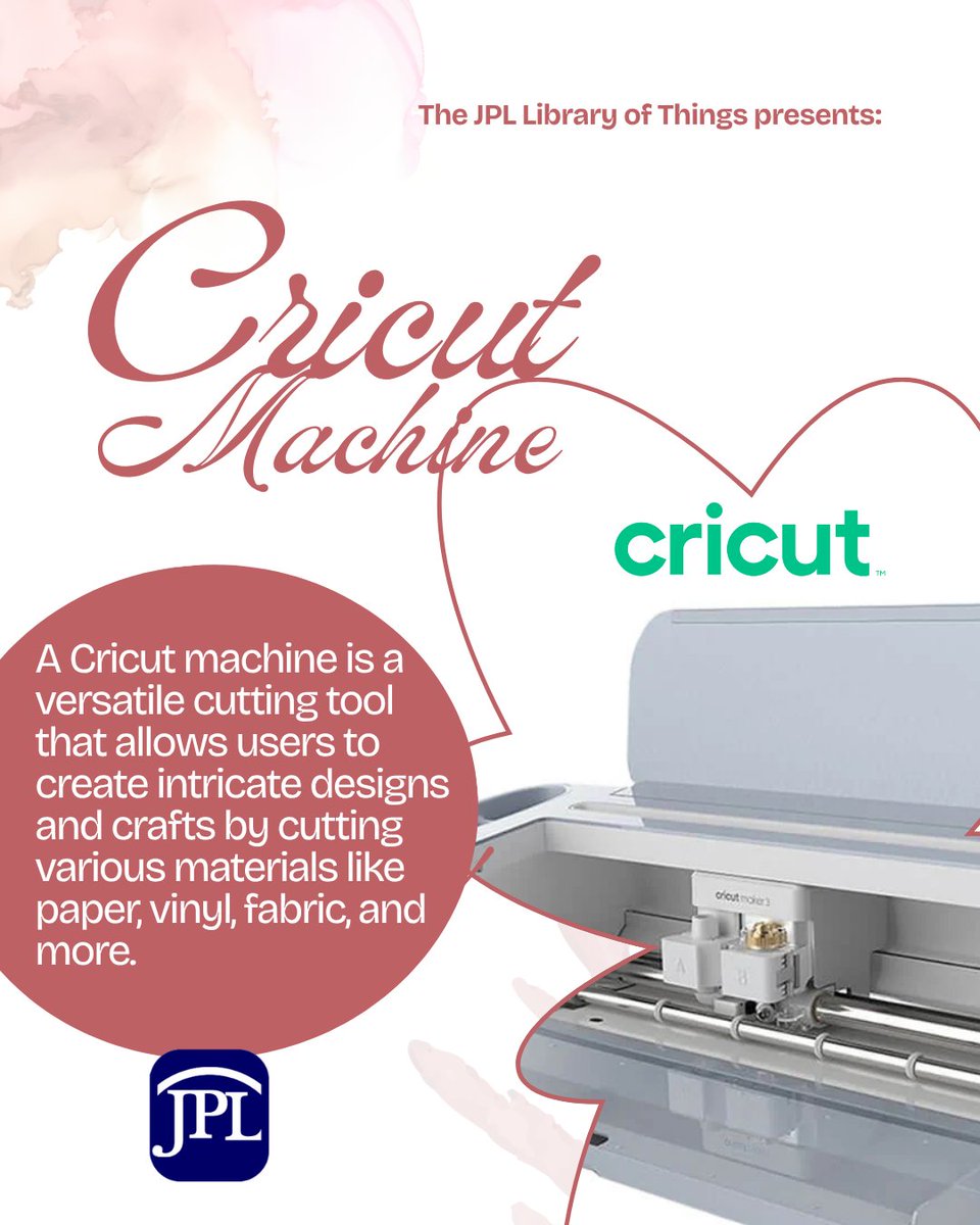 Jericho_library's tweet photo. Why buy it, when you can borrow it? Try our Cricut Machine and more with our Library of Things! Reserve now on our website.

#JerichoLibrary #JerichoPublicLibrary #LibraryOfThings https://t.co/3cAfMhNhG6