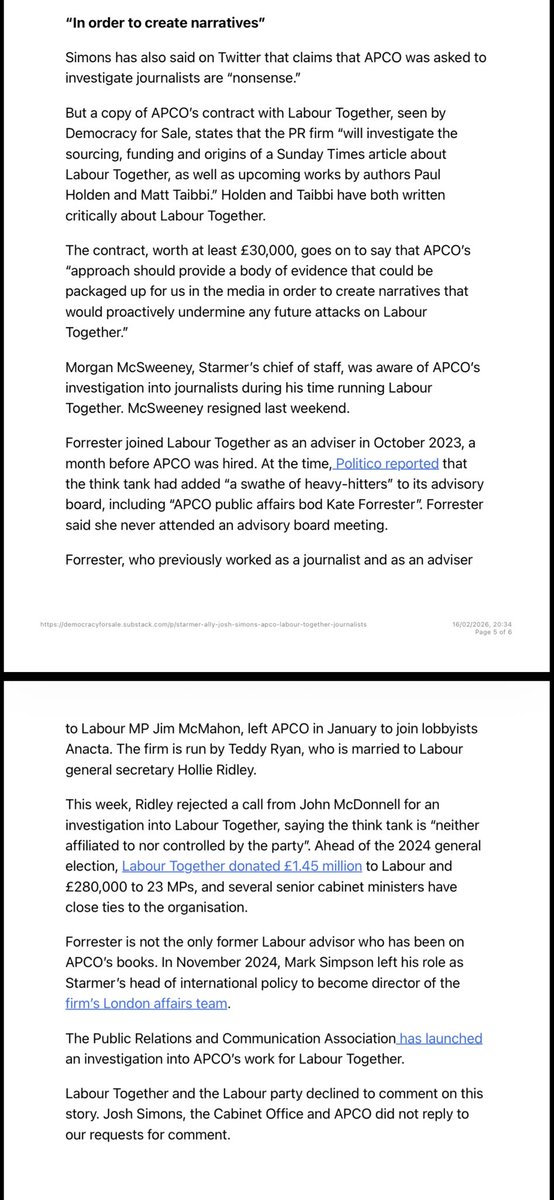 BREAKING: Kate Forrester, wife of Keir Starmer’s disgraced ex-Director of Strategy Paul Ovenden, was Director of APCO Worldwide - the private investigator hired by Labour Together ‘think tank’ to trash Sunday Times journalists who exposed its slush funds and secret donations.