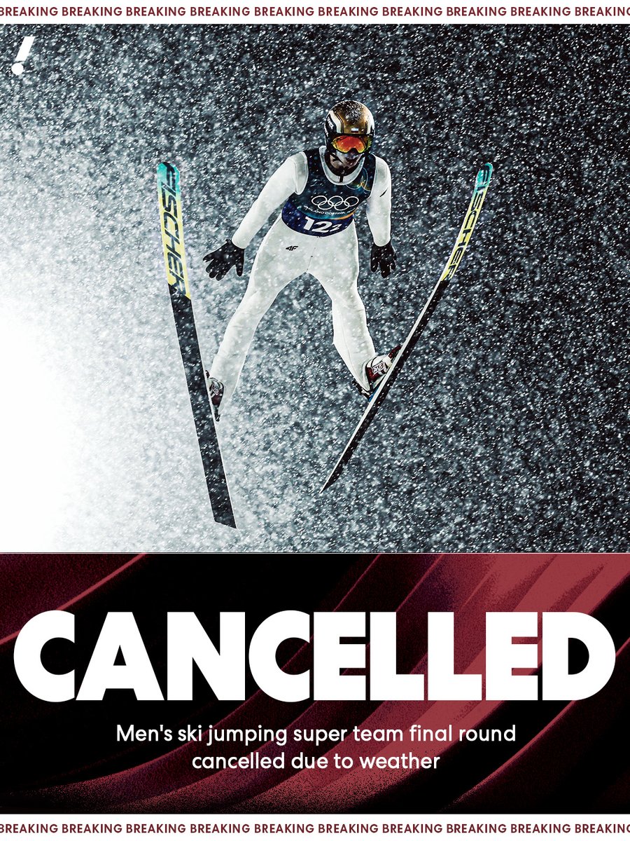 The Olympic men's super team ski jumping final was cancelled with a round to go Monday due to inclement weather.

Medals were awarded based on the first two rounds.