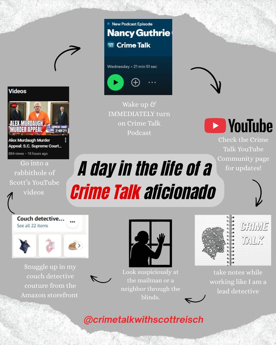 CrimeTalkNet's tweet photo. Just establishing my alibi... by watching 4 hours of Crime Talk. 🤷♀️
(Storefront and merch link in bio!)
What does your day in the life look like?
#crimetalk #alibi #amazonstorefront #merch https://t.co/wfr5gnMEUI