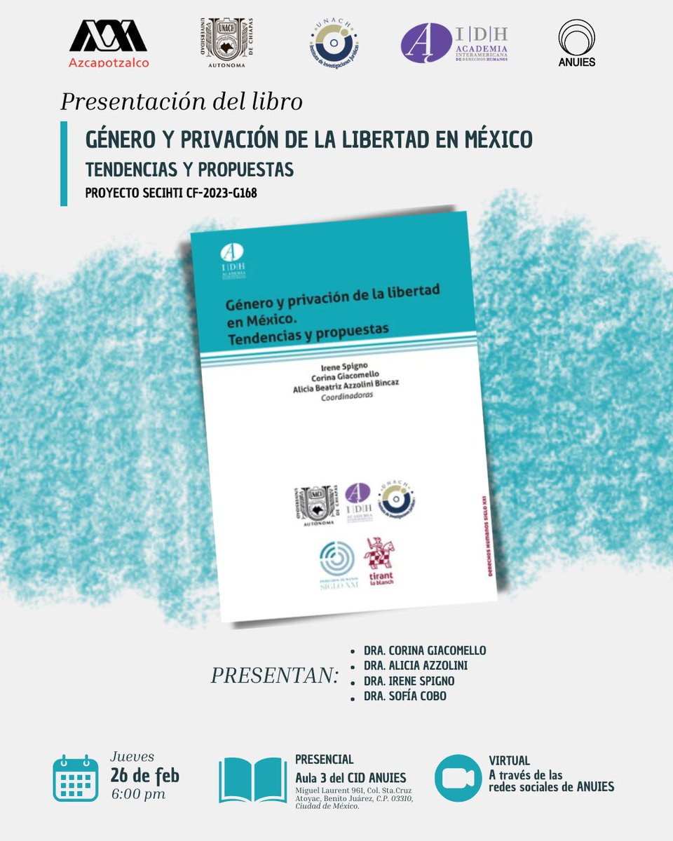 ANUIES's tweet photo. 📣 La Red Nacional de Educación Superior para la Seguridad, Justicia y Derechos Humanos #RENEDH de la #ANUIES, invita a la presentación del libro "Género y privación de la libertad en México: tendencias y propuestas", obra que aborda las maternidades en prisión y los derechos de la niñez desde perspectivas jurídicas y empíricas.
Regístrate en https://t.co/Z01bJXBEND