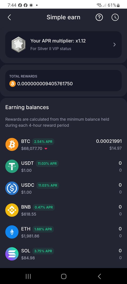 ScapeYolo's tweet image. Simple Earn lowkey underrated.

Got a bit of BTC in there at 2.54% APR and it just ticks away every 4 hours. No locking, no effort.

USDT/USDC sitting at 11% APR too 👀

If you’re holding anyway, you may as well earn on it. Passive stacking &amp;gt; idle wallets. 💰
#GoMining 
@GoMining