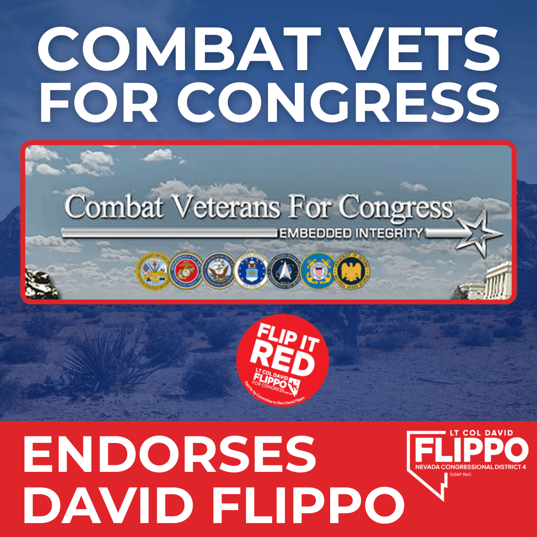 DavidFlippoNV's tweet photo. Combat Vets for Congress has endorsed my campaign!
Their trust means everything. I'll fight for our troops, veterans, and America First with the same resolve I showed in uniform.
#FlipNV04Red #AmericaFirst #CombatVets https://t.co/Z6LRK52pbo