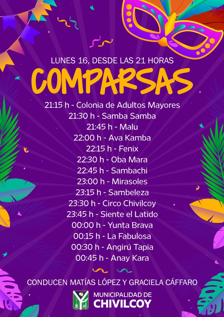 MuniChivilcoy's tweet image. 🎭✨ Una multitud acompañó la primera noche de Carnaval en Chivilcoy ✨🎭

👉🎉 La fiesta continúa este lunes desde las 21 horas, con más música, brillo y alegría para seguir disfrutando en familia. ¡El Carnaval de Chivilcoy sigue haciendo historia! 💃🥁✨

🤩🥳Con un excelente