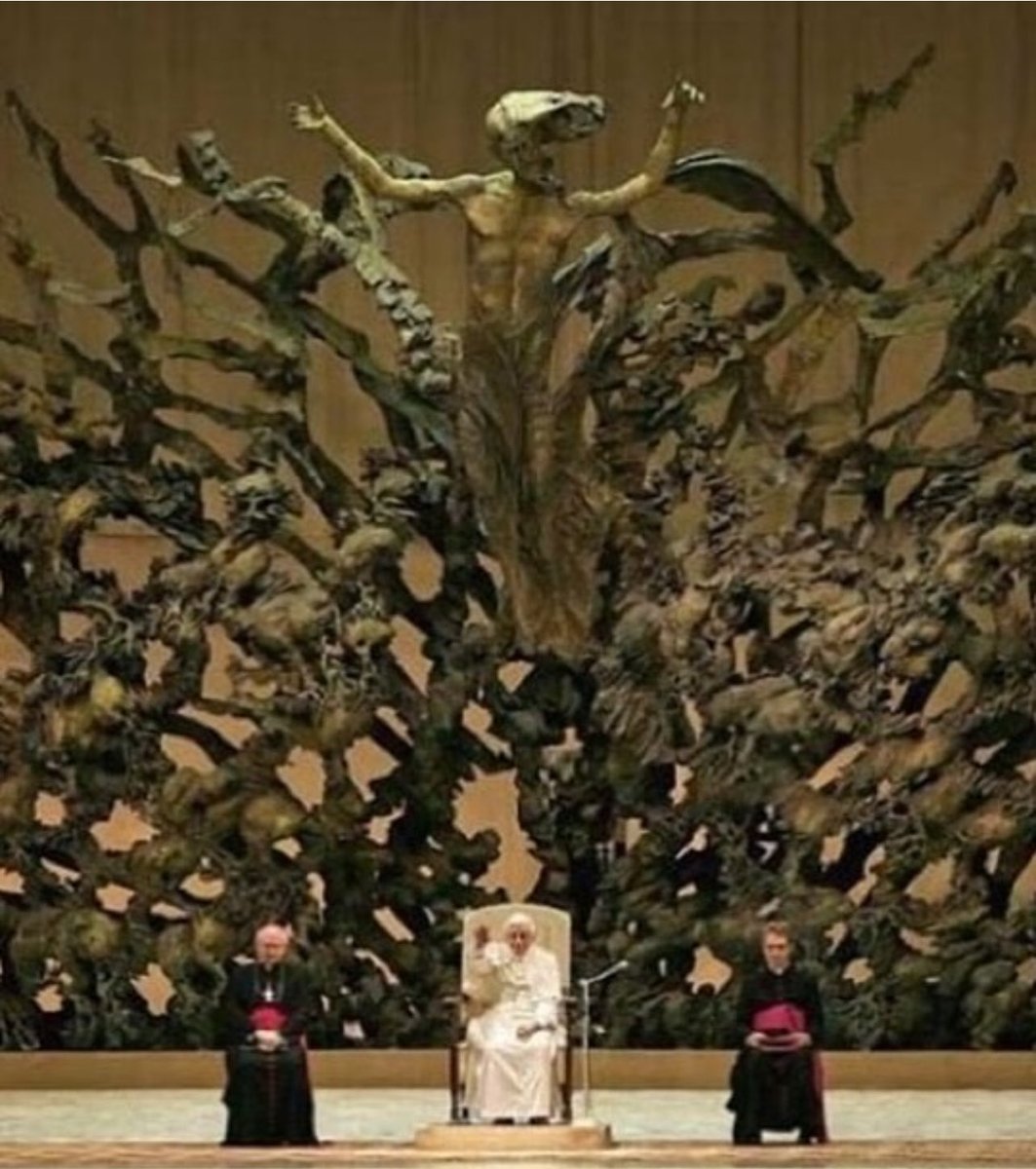 RayPorrello's tweet photo. @sola_chad The cult of Catholicism, with that dork who sits on a throne in a snake head cathedral? Break yourself free from Catholicism. Jesus is real. Find Him, get away from the pope… https://t.co/rkKHgy9nVn