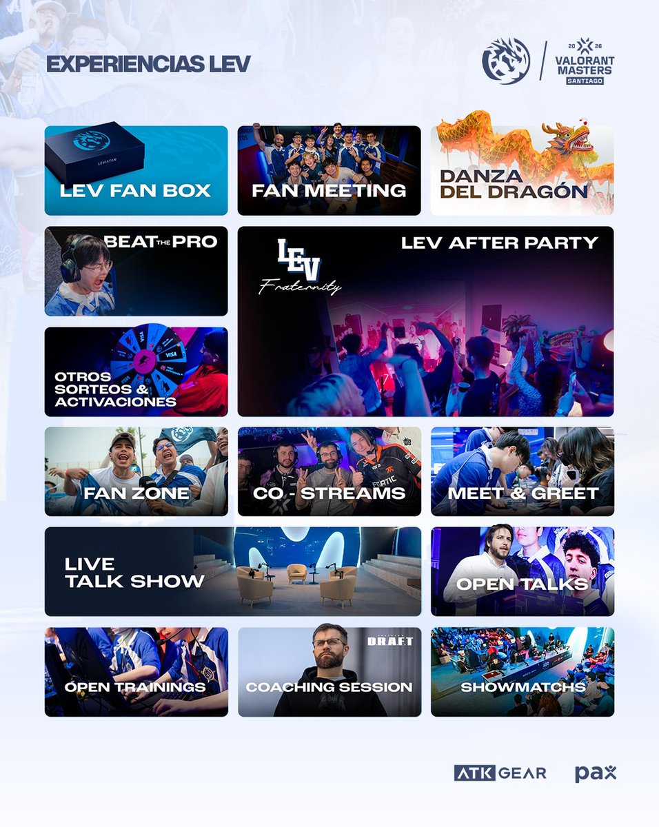 DISFRUTÁ #VALORANTMasters SANTIAGO AL MÁXIMO 🇨🇱

Tenemos un Pack Premium para que disfrutes de actividades y experiencias pensadas para vos, además de una Fan Box con merch exclusivo 👀

Conseguila en leviatan.gg/masterschile