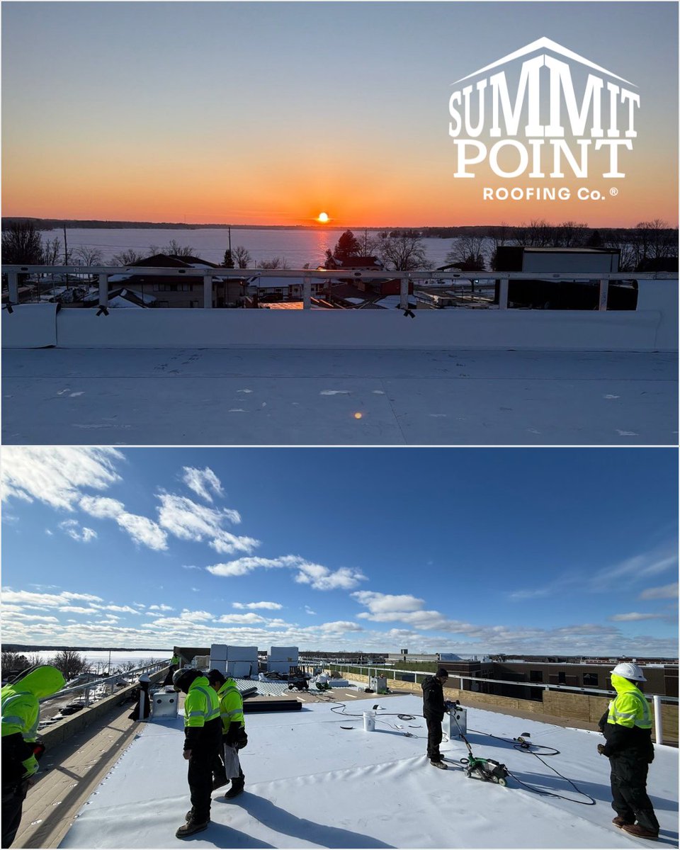 summitpointroof's tweet photo. The sun is out!!🌞 And we're doing what we do best — roofing and enjoying the view!

That’s called multitasking… right? 😎 

#SummitPointRoofing #AlwaysBeRoofing #LowSlopeRoofing #CommercialRoofing #MichiganWeather #CrewLife #WorkWithAView https://t.co/SWJ5DnxyyD