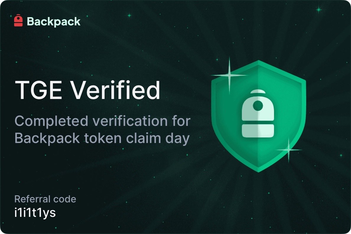RadaDaniel4's tweet photo. Just got TGE Verified on Backpack.

Claim day is getting closer 👀

If you're planning to participate, don’t forget to complete verification early.

Referral: i1i1t1ys

@Backpack https://t.co/FMbpsFYdoE