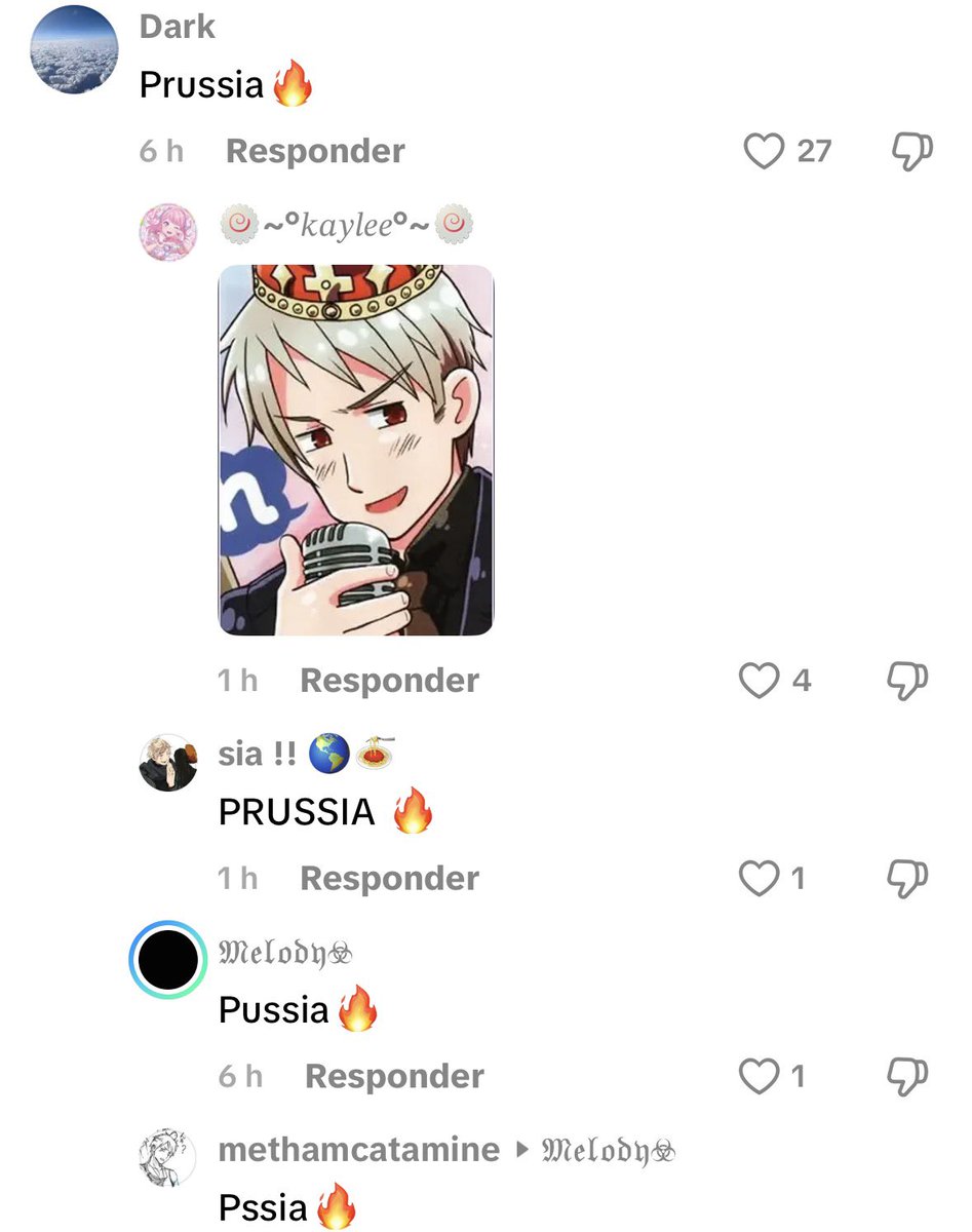 Imagien being this guy who doesnt know what hetalia is and mentioning prussia