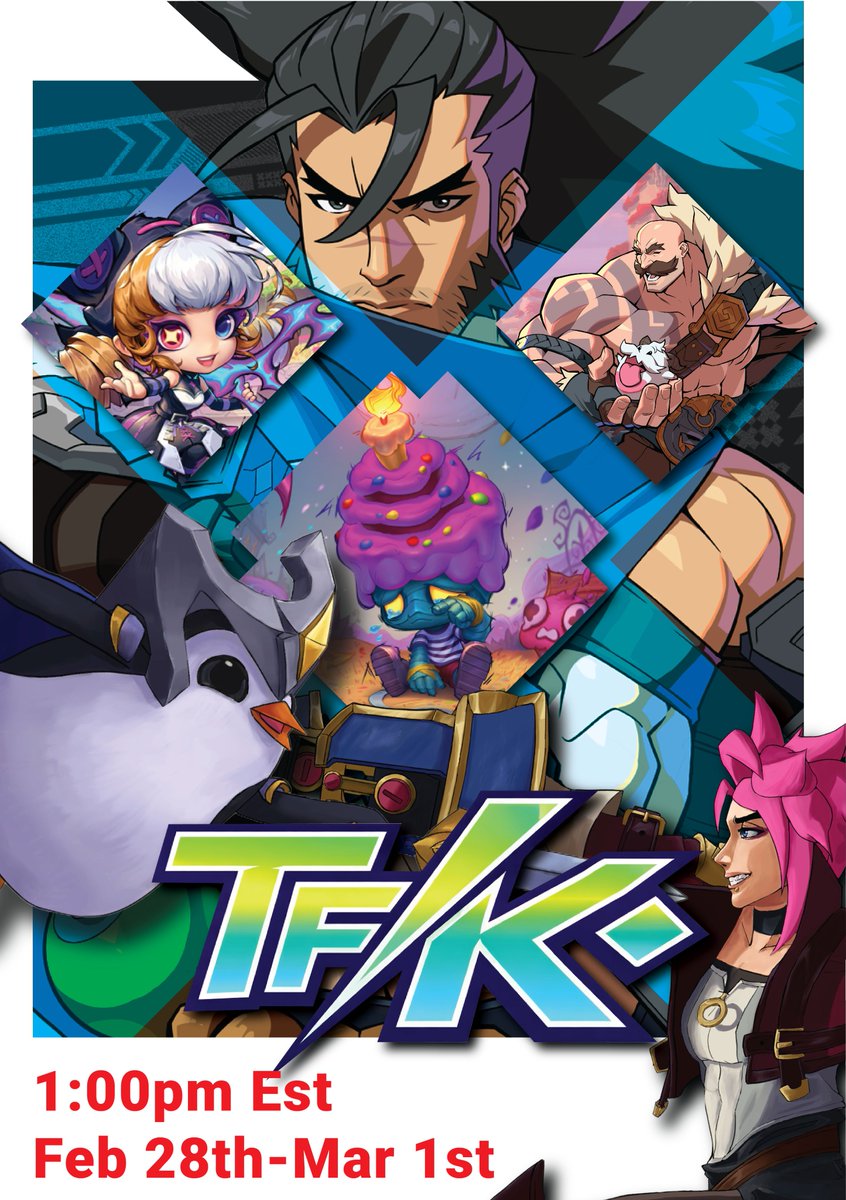 Hello everyone! Excited to announce a crossover event between the TFT Discord and 2XKO Discord - Introducing TEAMFIGHTKO!  

Grab your duo and join us in an amazing duos tournament for RP, Treasure Tokens, KO Points and Merch Signed by the Devs! 
Discord: discord.gg/xFZ9ckrCjz